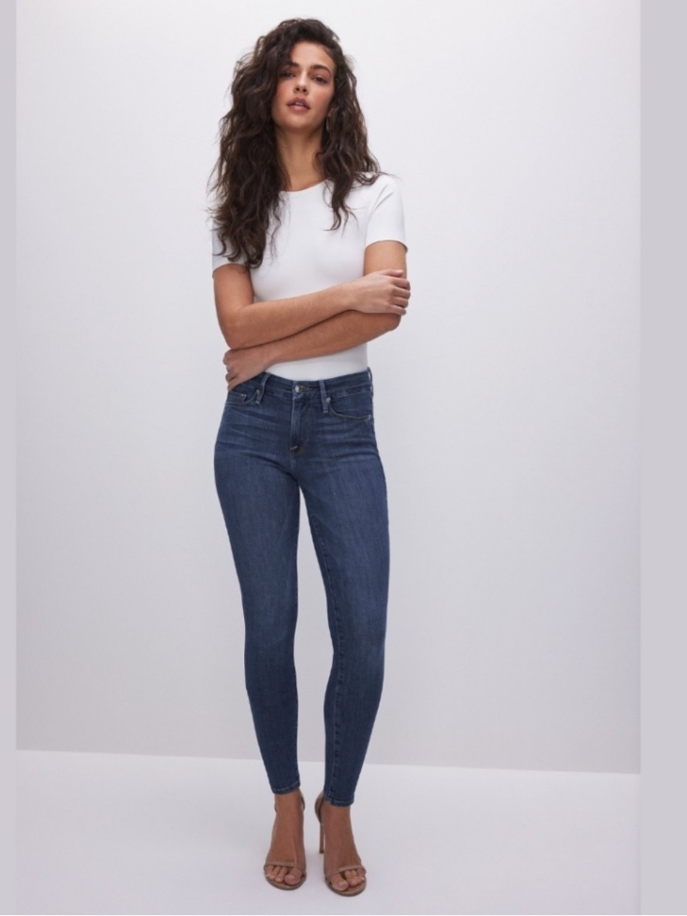 Good American Good Legs Skinny Cropped Jeans INDIGO508 Size 6